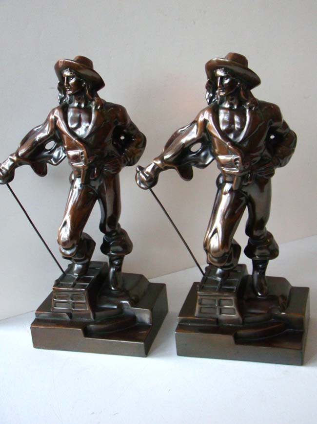 A near 'Mint' condition pair of PIRATE bookends by the Armor Bronze Company circa 1930